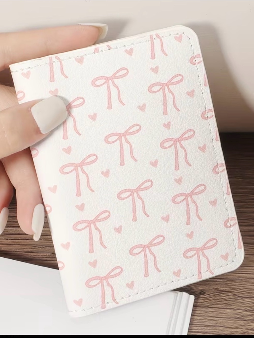 White and Pink Bow Pattern Women's Wallet